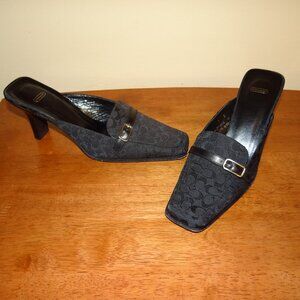COACH Women’s Greta C Monogram 3 Inch Heels Shoes Black -Size 7B - Made in Italy